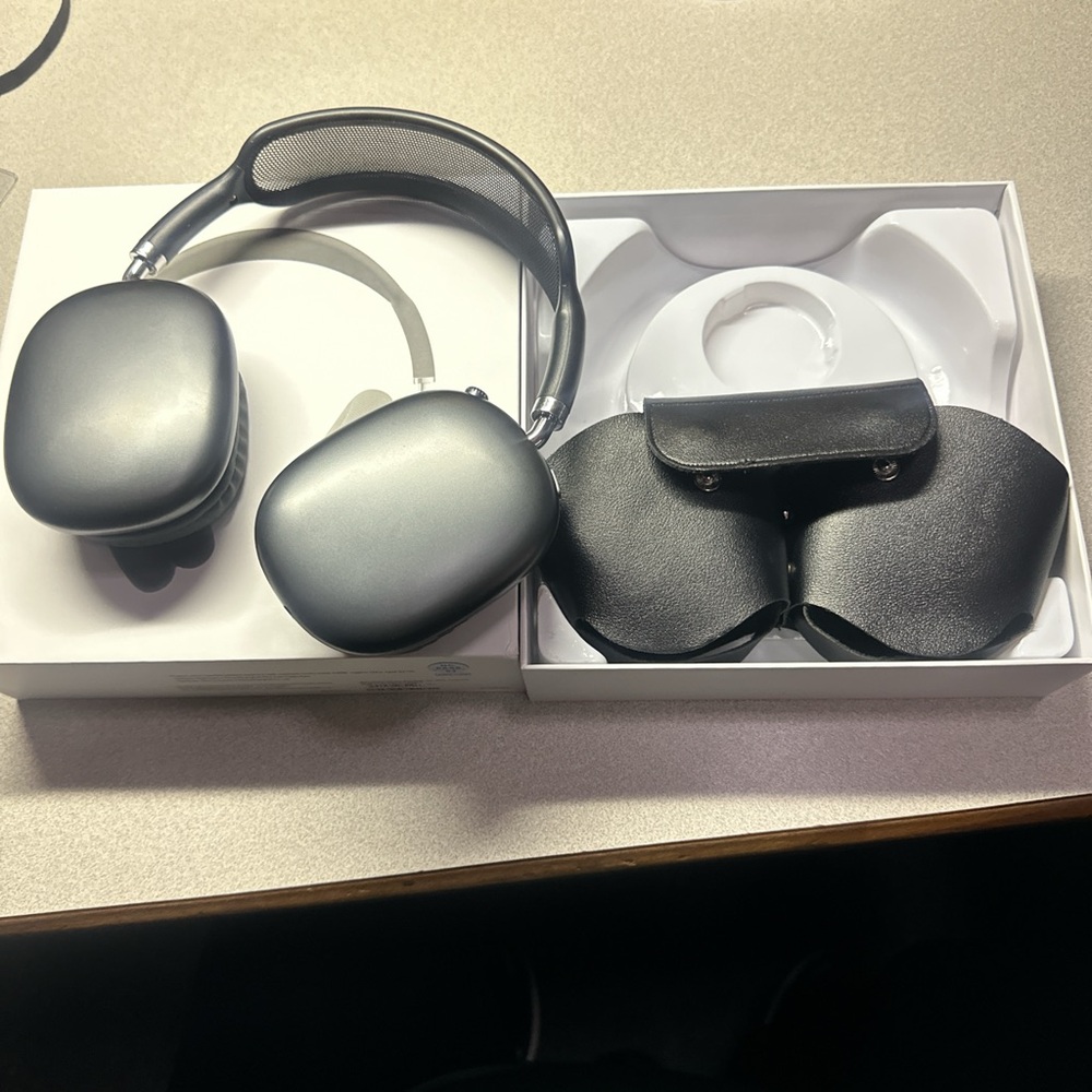 Sleek Black Over-Ear Headphones with Case